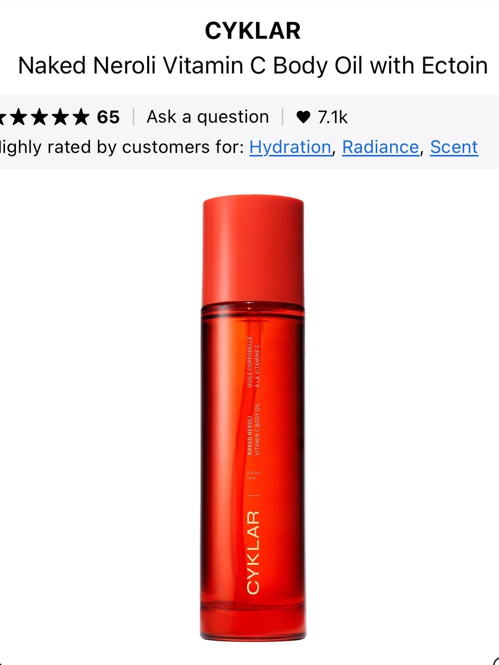 CYKLAR body oil neroli